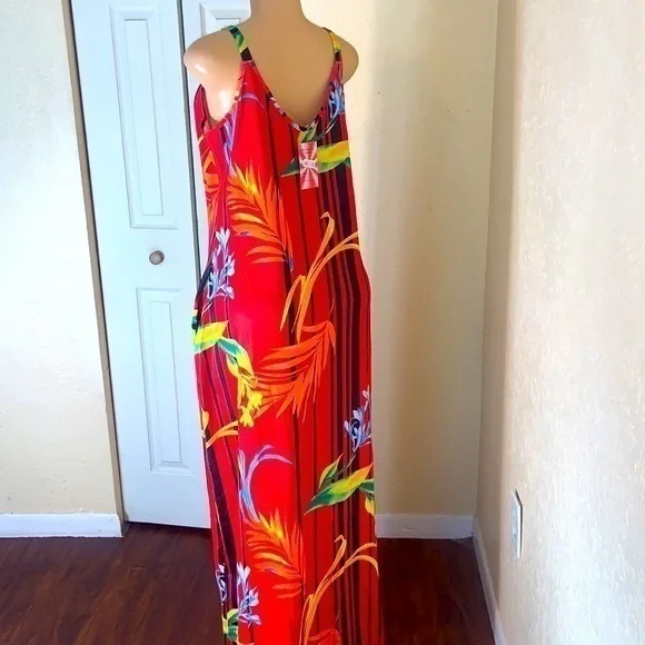 Floral Printed Boho Sundresses Casual Maxi Dress with Pockets - Picture 3 of 9
